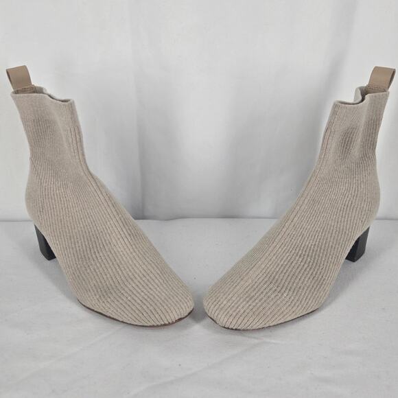 EVERLANE WOMEN'S THE GLOVE RIBBED KNIT ANKLE BOOTS BONE SIZE 7 - Picture 9 of 10